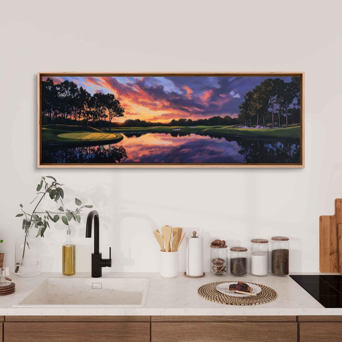 Bay Hill Club Landscape, Vibrant Sunset Reflection