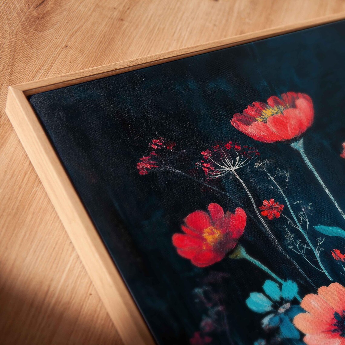 Moonlit Wildflower Bouquet Dark Blue Floral Night Garden Art Poster - Image 2