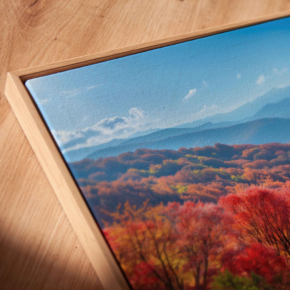 Autumn Mountain Valley Panoramic Fall Colors Clear Blue Sky Poster - Image 2