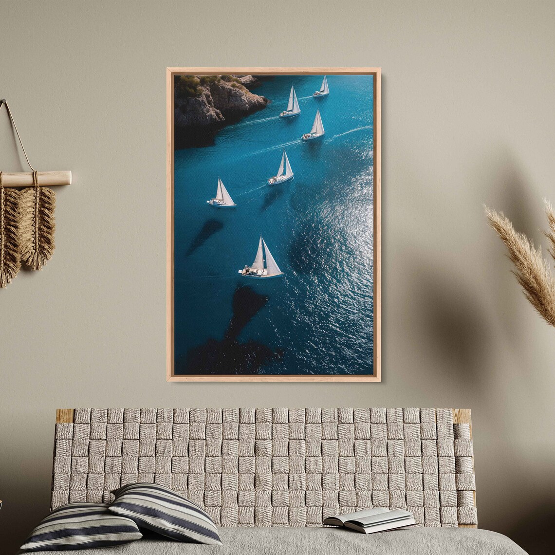 Aerial View Sailboat Regatta Turquoise Water Rocky Cliffs Travel Poster - Image 3