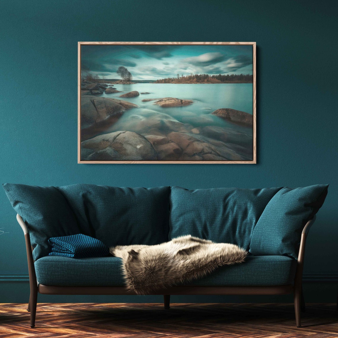 Foggy Lake Hdr Landscape Photography High Resolution Framed Print Ready To Hang