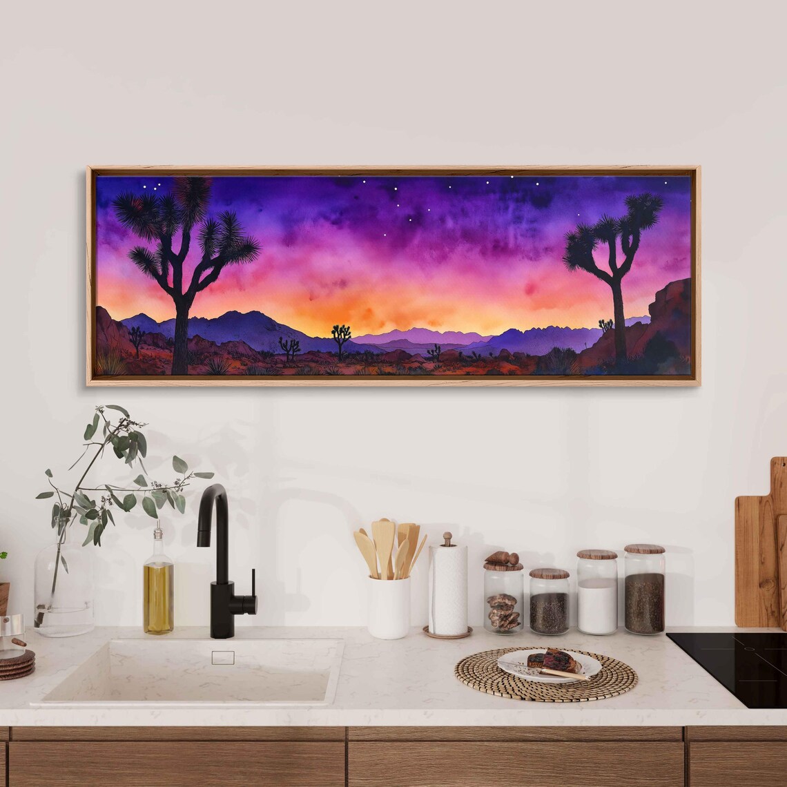 Joshua Tree National Park Wall Art Print Twilight Desert Scene Vibrant Purple Sky - Image 3