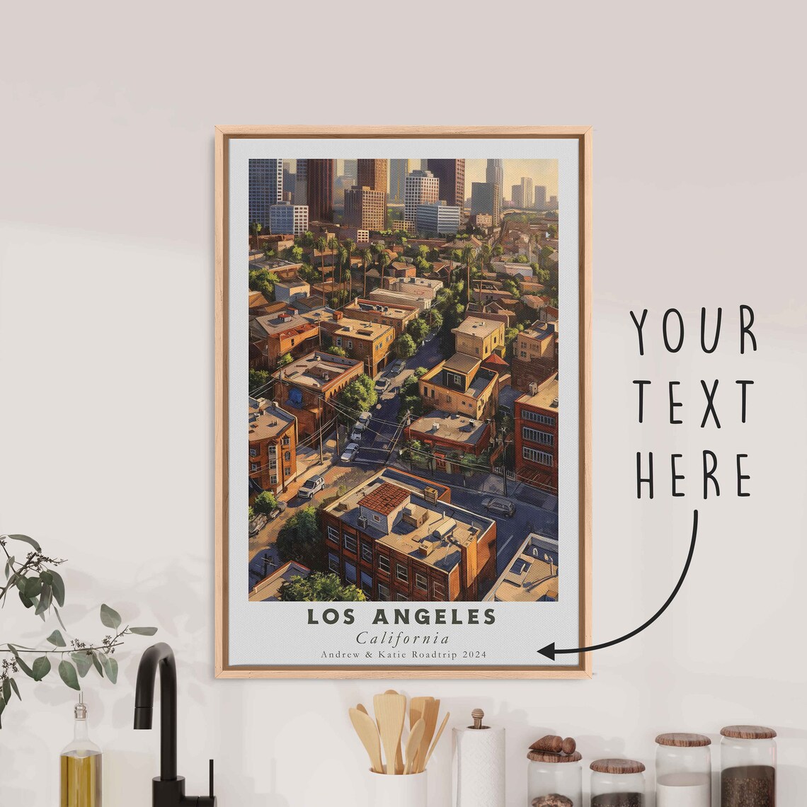 Los Angeles California Acrylic Painting Travel Art Framed Wall Art Framed Fine Art Poster Paper Print Travel Home Decor - Image 3