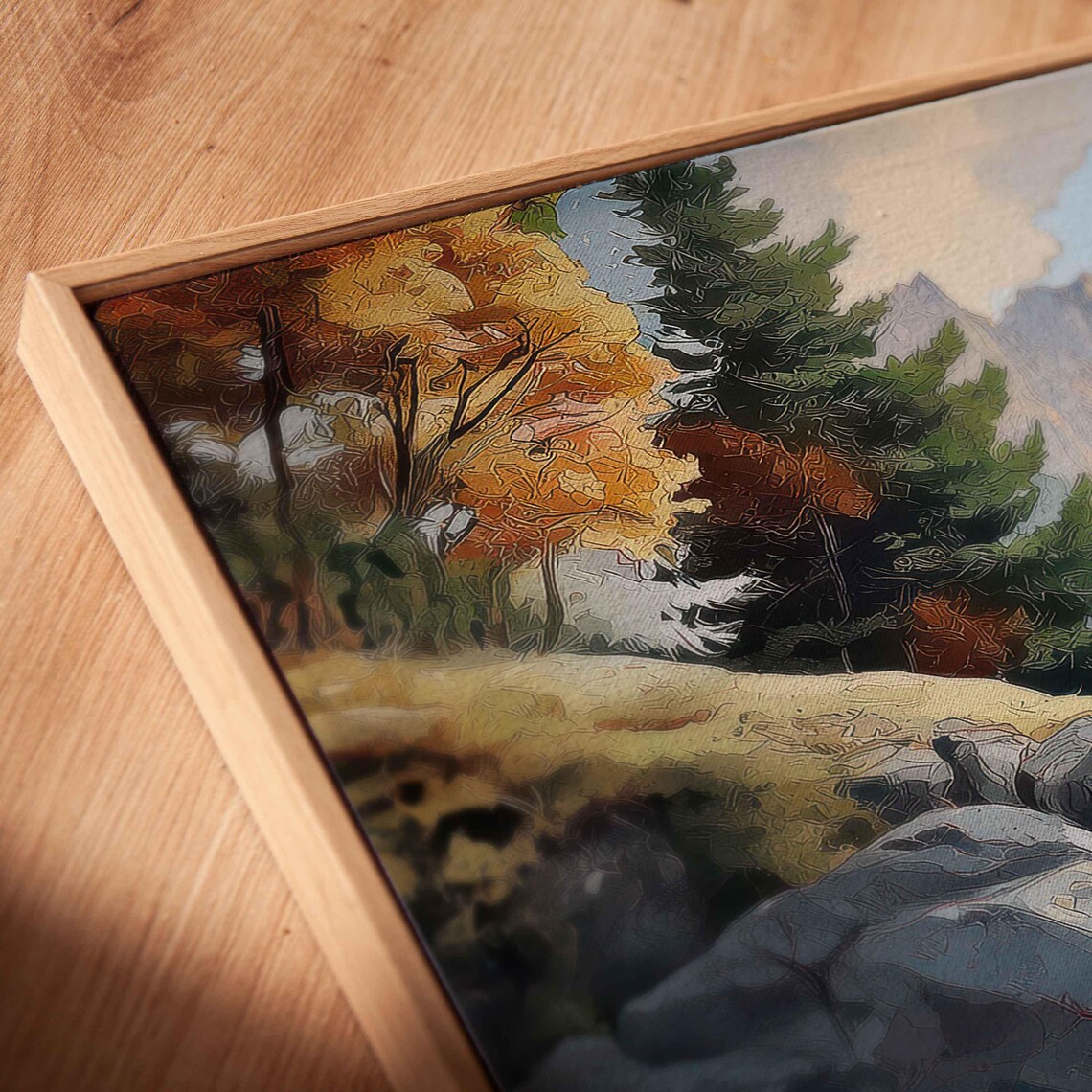 Swiss Alps Panoramic View Wall Art Print Watercolor Landscape Vibrant Seasons - Image 2