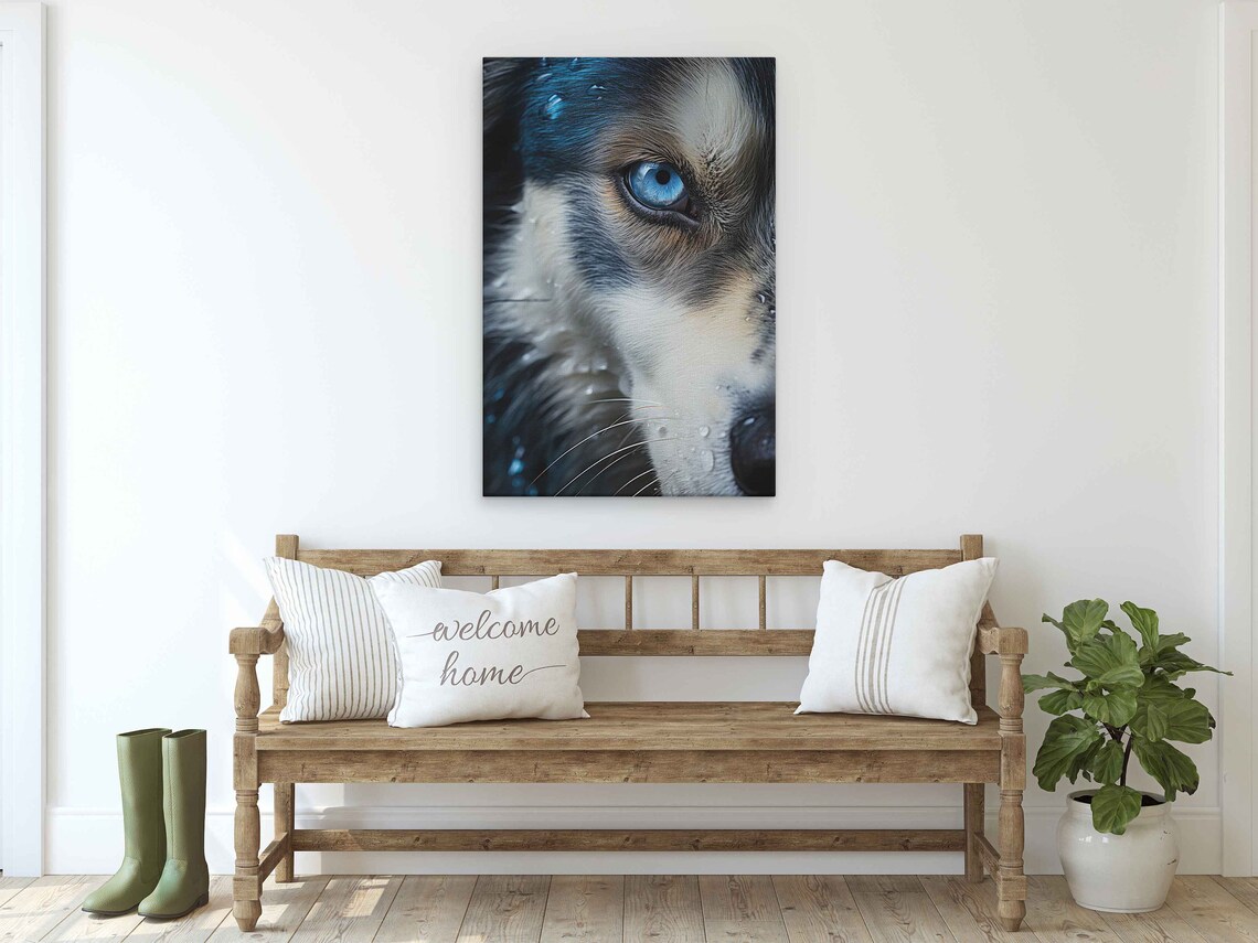 Husky Dog Close Up Blue Eye Detail Animal Portrait Photography Print - Image 2