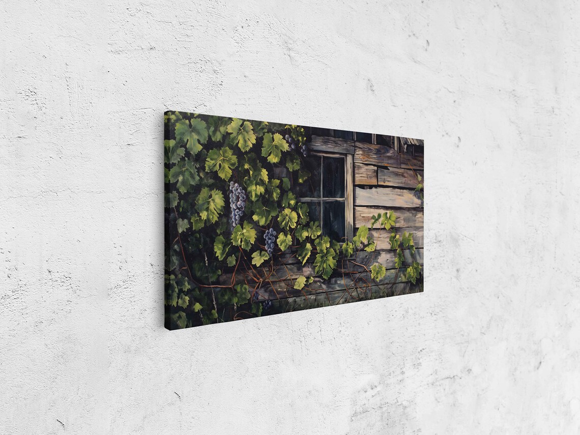 Grapevines Growing On Old Wooden Barn Wall Art Print Farmhouse Decor Rustic Art Ready To Hang - Image 4