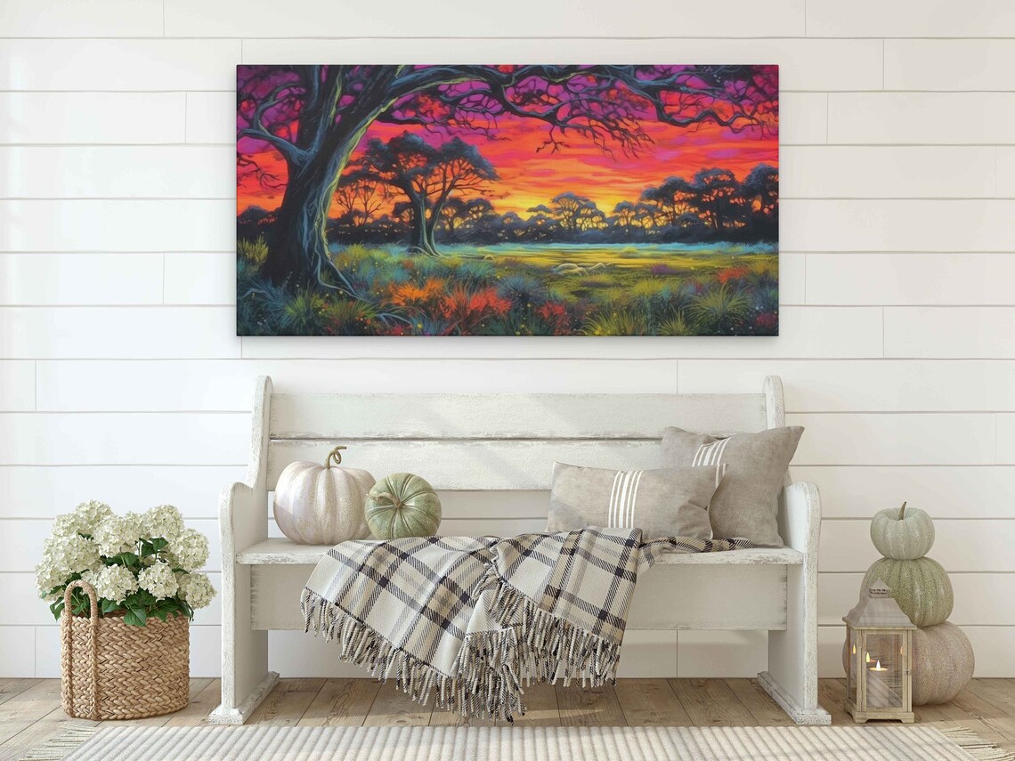 Neon African Plains Framed Print Ready To Hang - Image 2