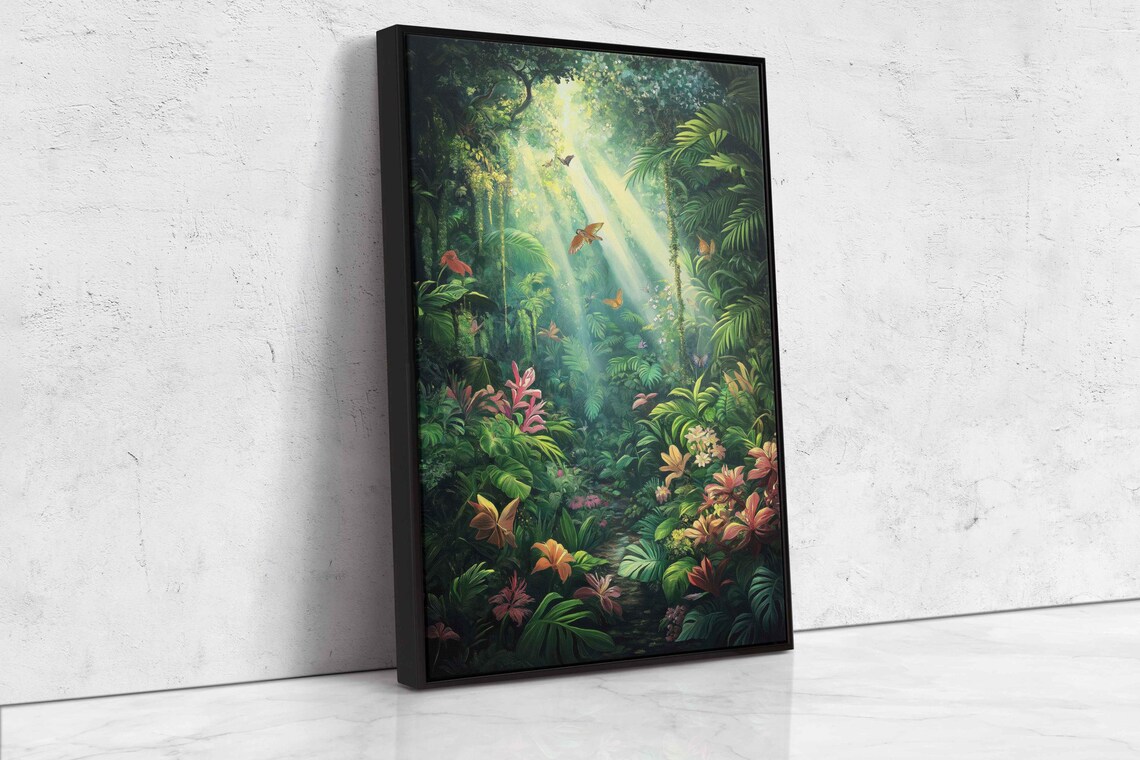 Enchanted Forest Art Print, Exotic Flowers - Image 4