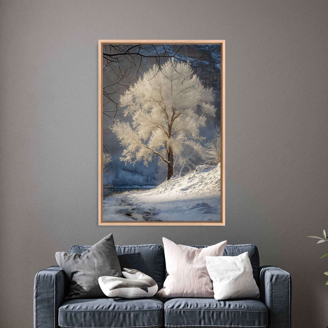 Beautiful Tree In Snowy Landscape Vibrant Color Wall Art Print Ready To Hang - Image 3