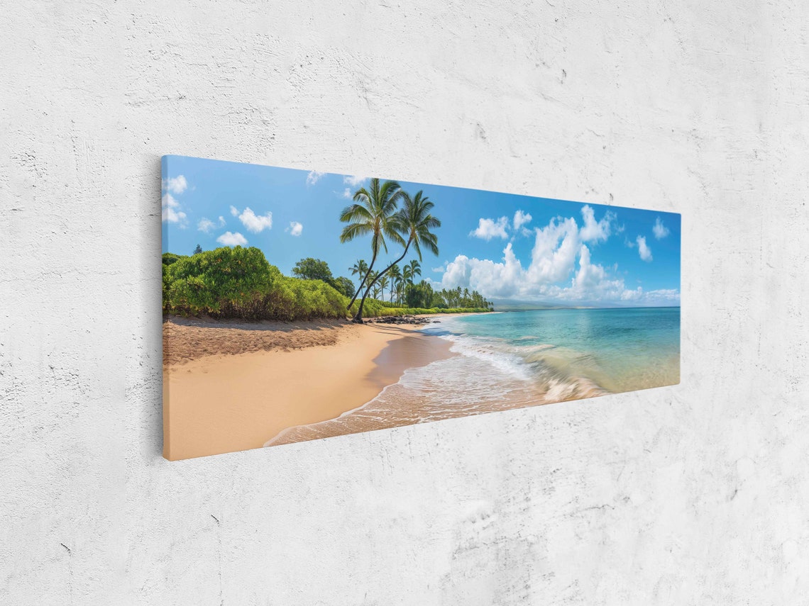 Tropical Beach Photograph Palm Trees Ocean Waves Wall Art Print Ready To Hang - Image 4