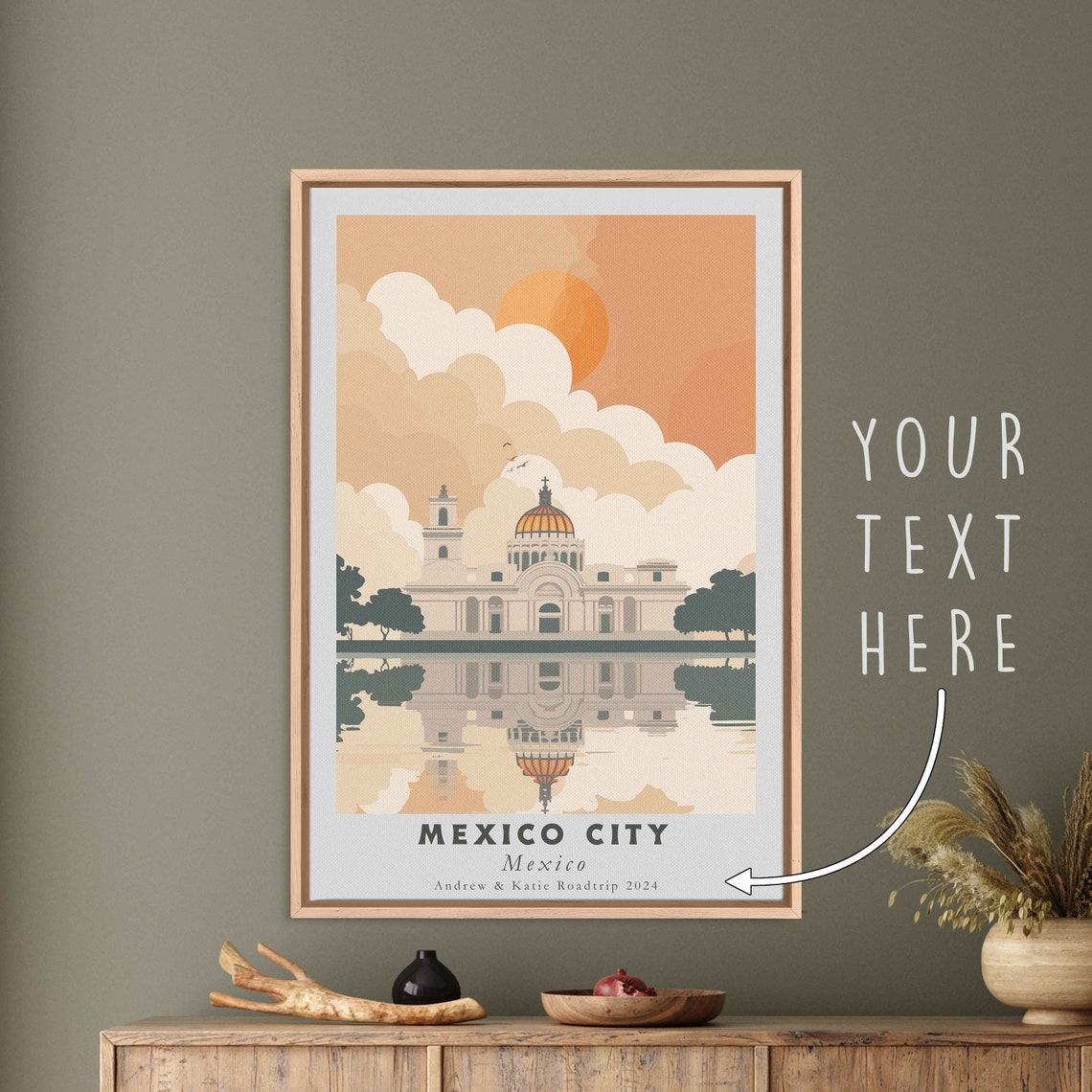 Mexico City Mexico Grand Cathedral Sunset Water Reflection Poster - Image 3