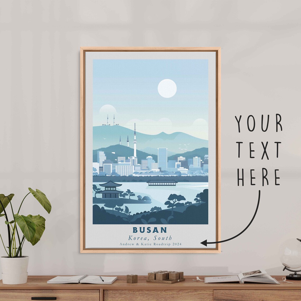 Busan South Korea City Skyline Tower Mountain Lake View Poster - Image 3