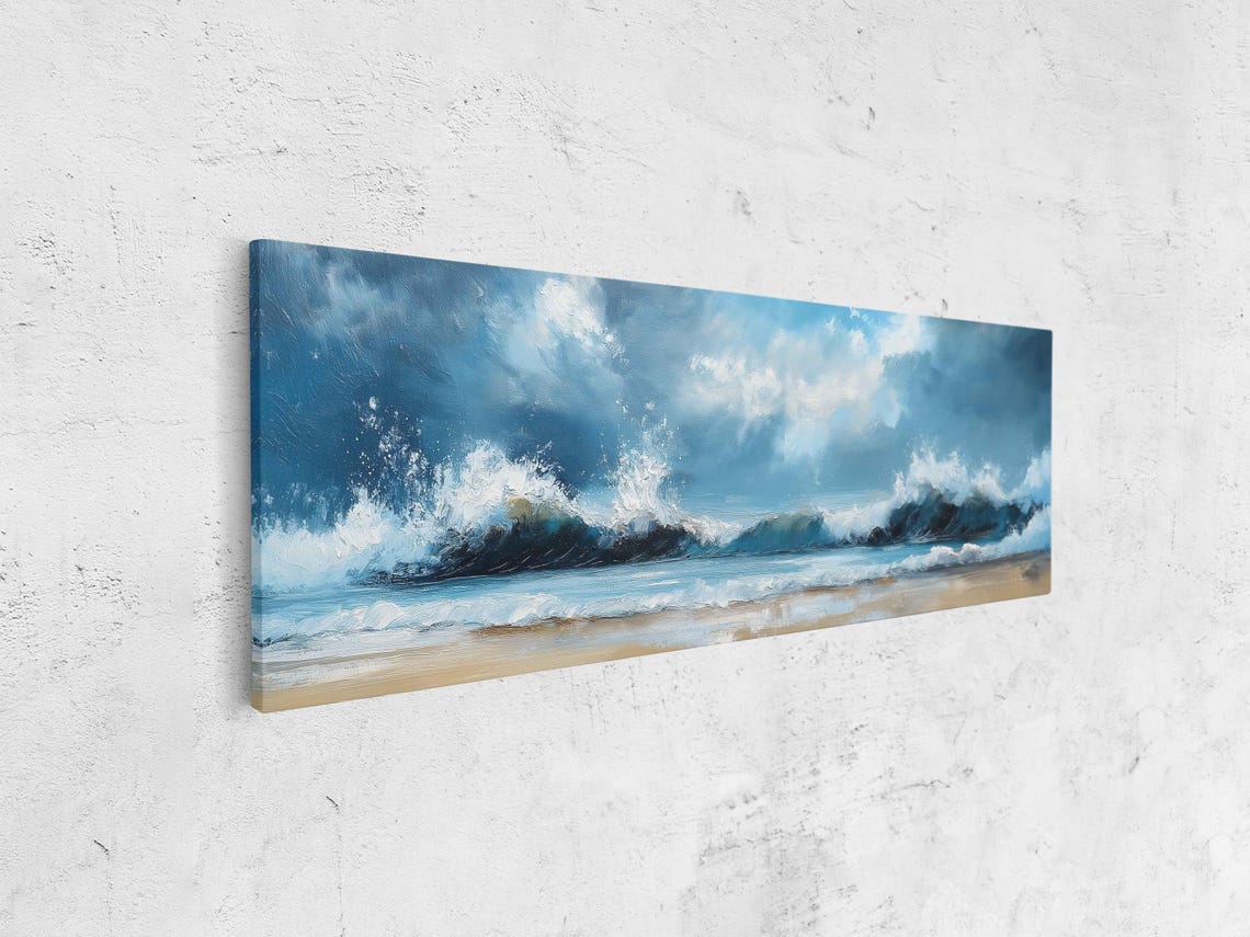 Stormy Ocean Waves Dramatic Cloudy Sky Moody Seascape View Poster - Image 4