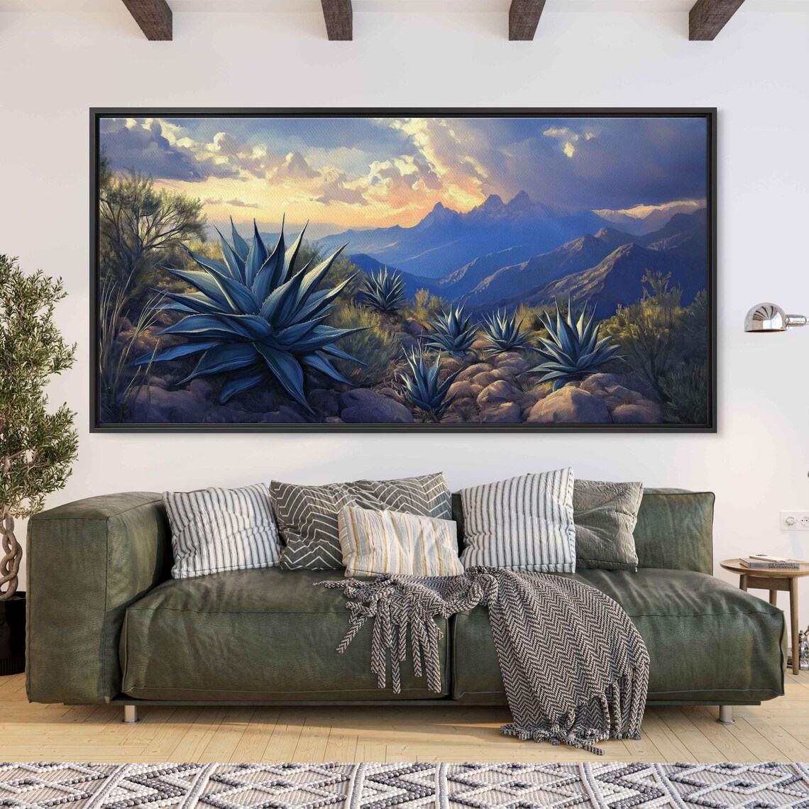 Agave Plants In Mountainous Terrain Wall Art Print Dramatic Twilight Sky - Image 3
