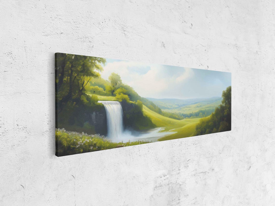 Cascading Waterfall Landscape Wall Art Print Spring Vivid Colors - Image 4