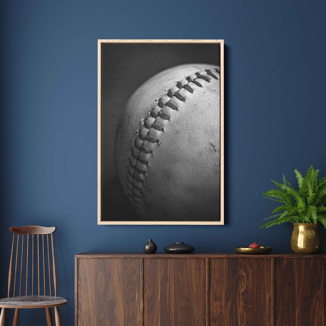 Closeup Baseball Threads Wall Art Print Gift For Baseball Lover Sports Fan Ready To Hang - Image 2