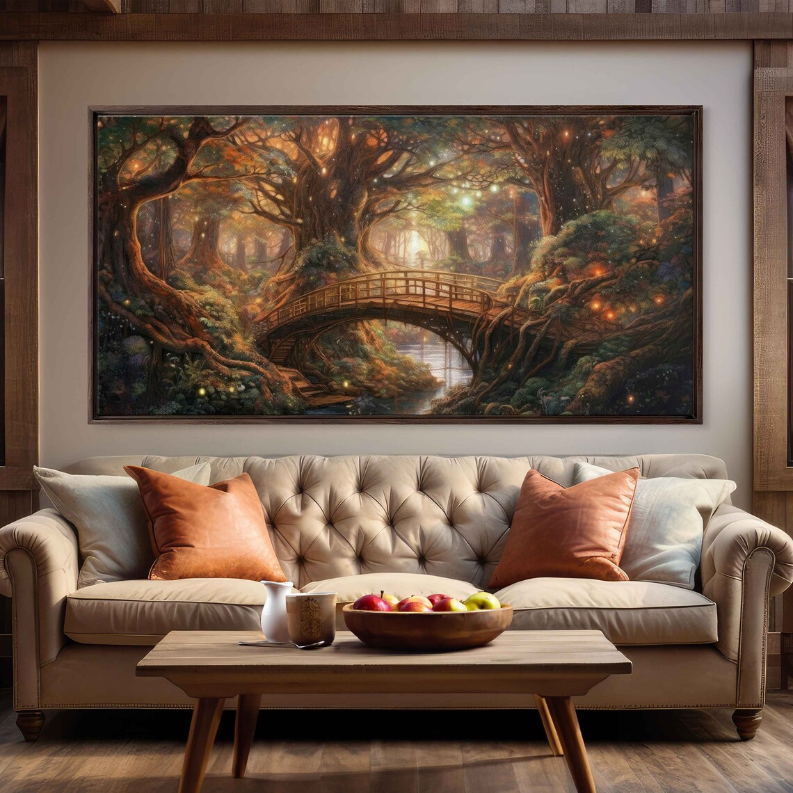 Enchanted Firefly Forest Acrylic Painting Art Print