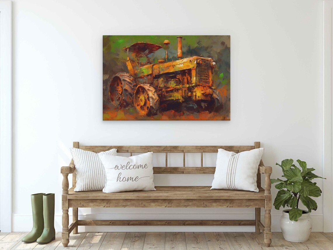 Abstract Textured Tractor Painting, Wall Art Print - Image 2