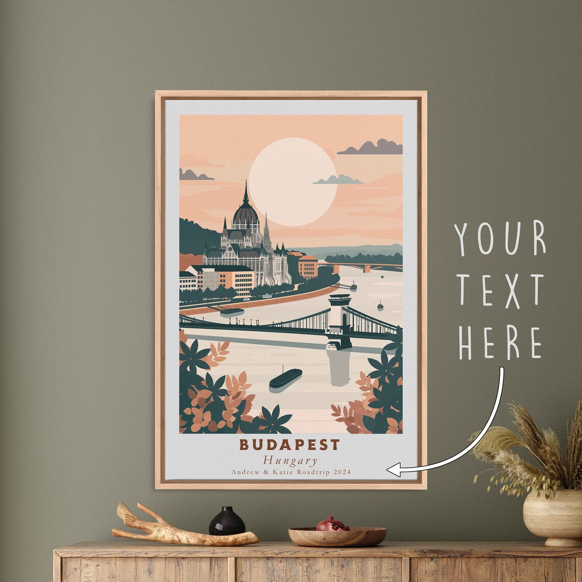 Budapest Hungary Parliament Bridge Danube Sunset Travel Poster - Image 3
