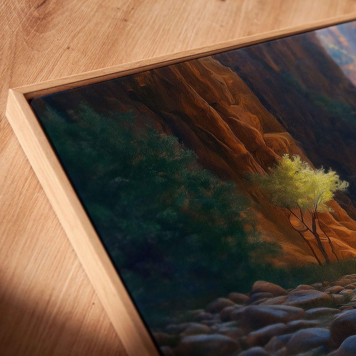 Zion Narrows Scenic View Wall Art Print Glowing Sunlight Blue Waters Nature Beauty - Image 2