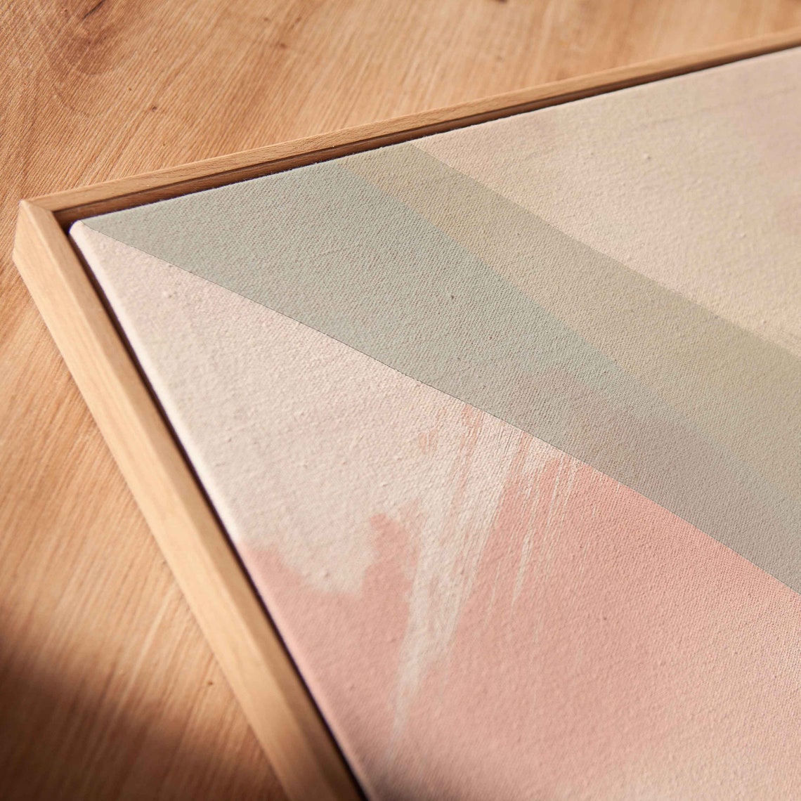 Rose Sage Green Diagonal Bands Pastel Abstract Painting Poster - Image 2