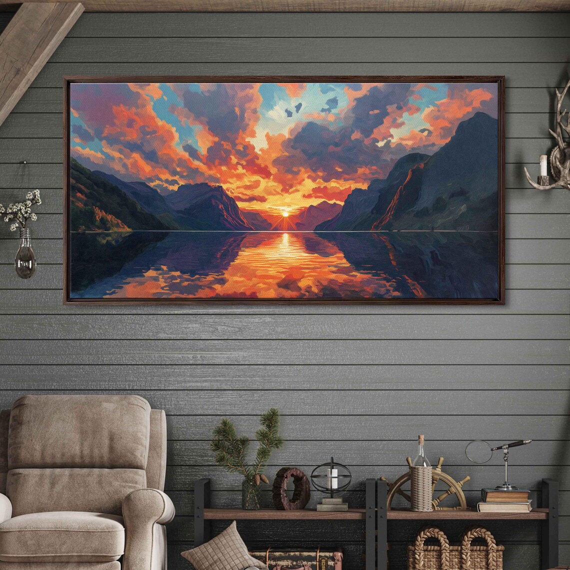 Sunset Over Geiranger Lake, Dramatic Clouds