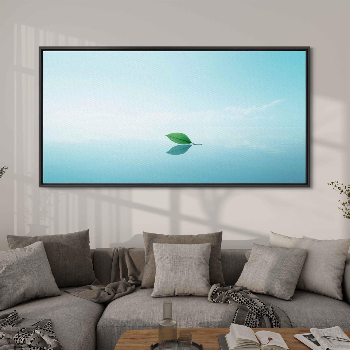 Minimalist Leaf Floating Art Print, Nature Photography