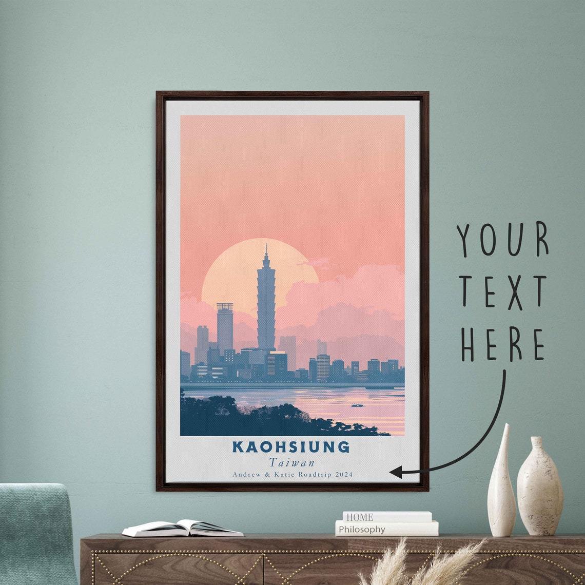 Kaohsiung Taiwan Skyline Sunset Tower Harbor View Travel Poster - Image 3
