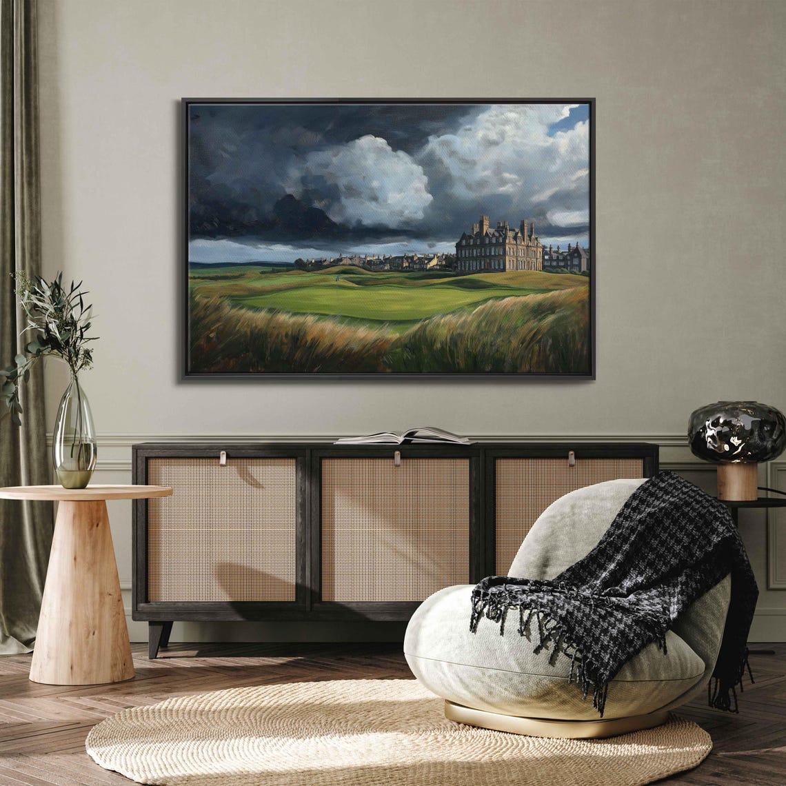 St Andrews Old Course Wall Art Print Historic Clubhouse Stormy Sky Rolling Hills - Image 3