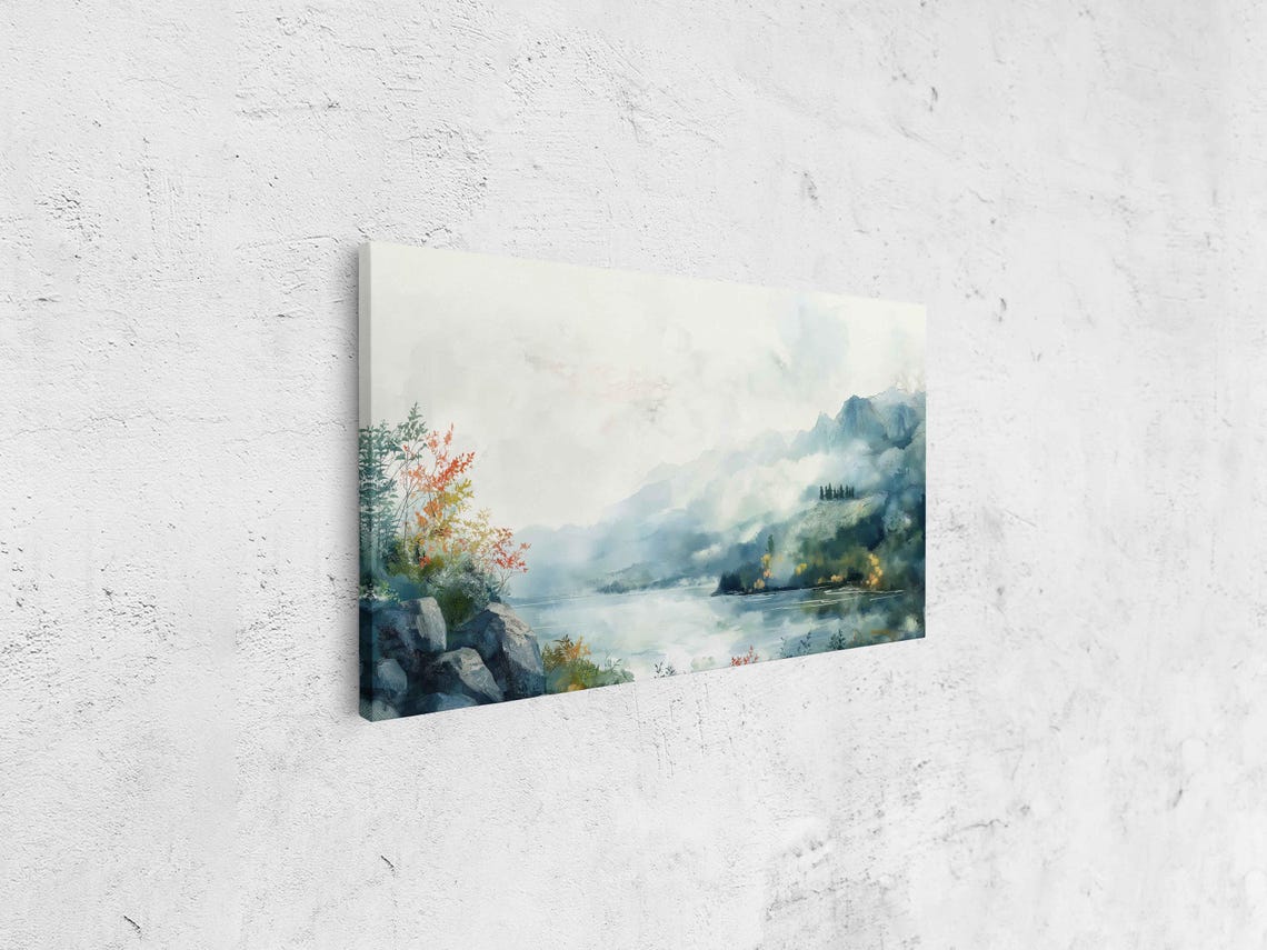 Lakes Of Killarney Wall Art Print Panoramic Watercolor Landscape Ethereal Misty Views - Image 4