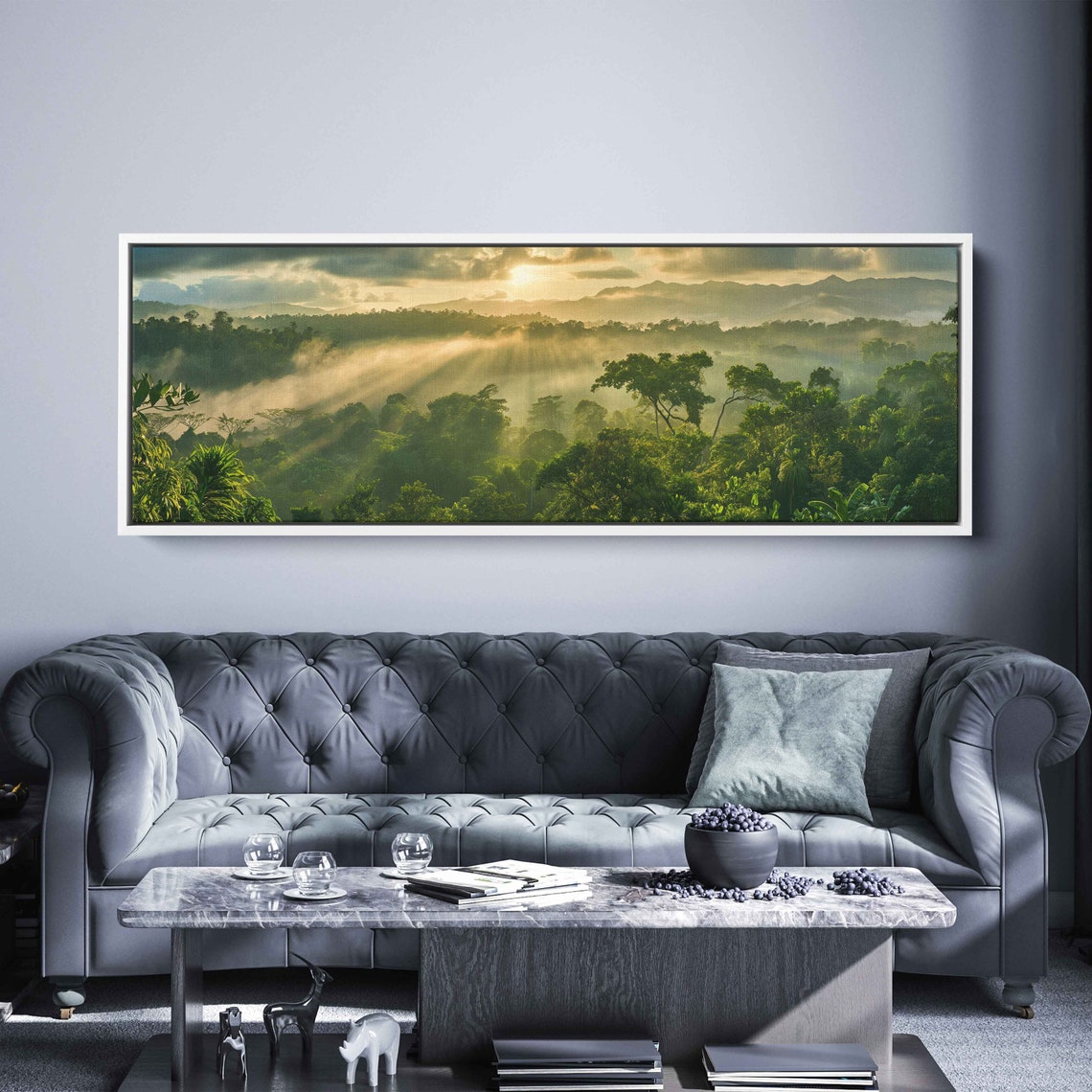 Panoramic Rainforest Canopy At Sunrise Wall Art Print Tropical Landscape Jungle Poster Rainforest Foliage Ready To Hang - Image 3