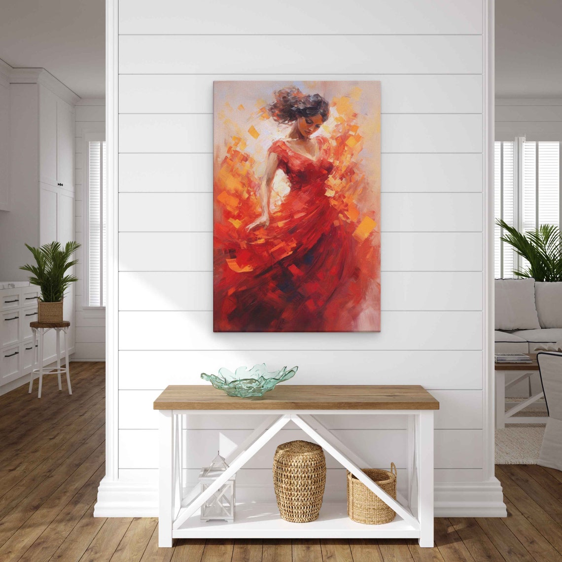 Red Dress Flamenco Dancer Dynamic Brushstroke Abstract Art Print - Image 3
