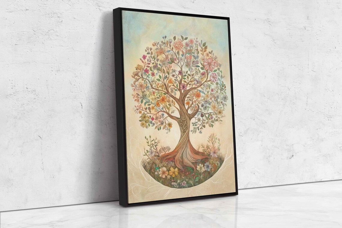 Tree Of Life Wall Art Print Earthy Pastels Vintage Inspired Inviting Ambiance - Image 4