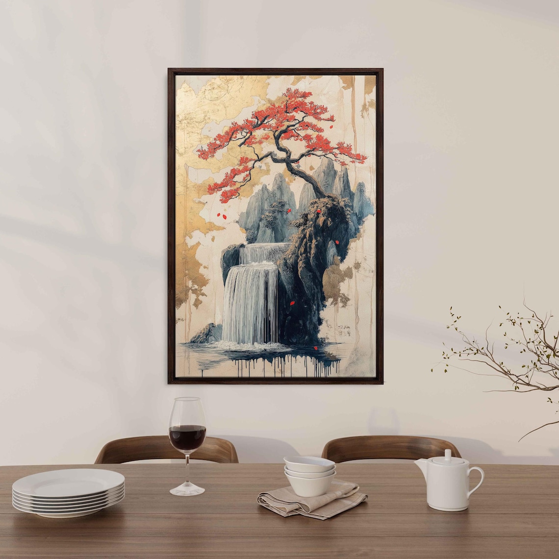 Floating Island Waterfall Art Print, Surreal Collage