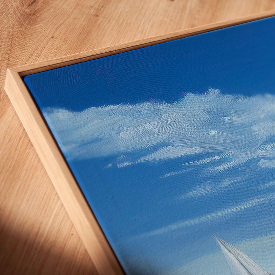 Sailing Regatta Panoramic Painting White Sailboats Racing Blue Sea Sunny Sky Poster - Image 2
