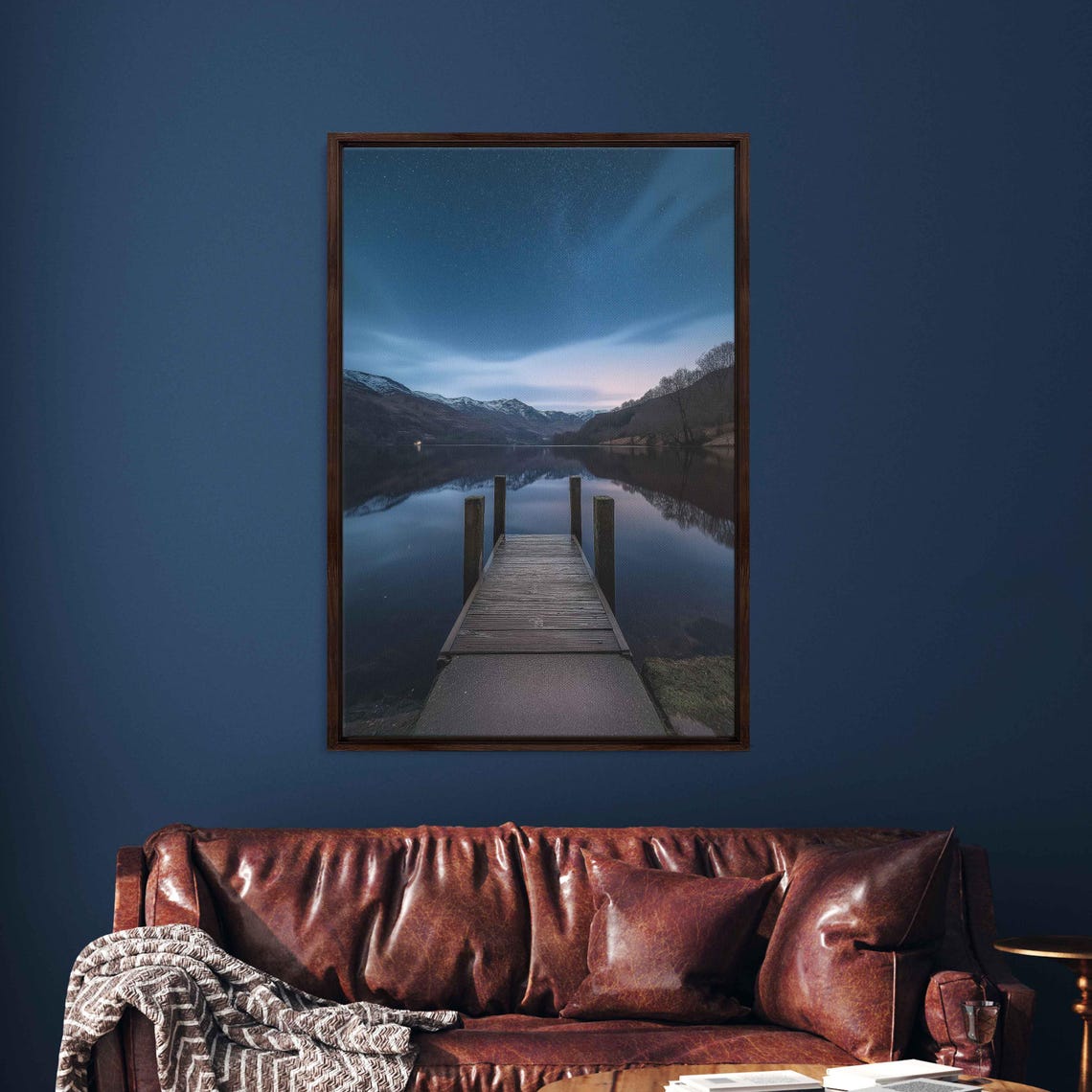Starry Night Over Mountains Wall Art Print Ethereal Lake Reflection Hdr Long Exposure - Image 3