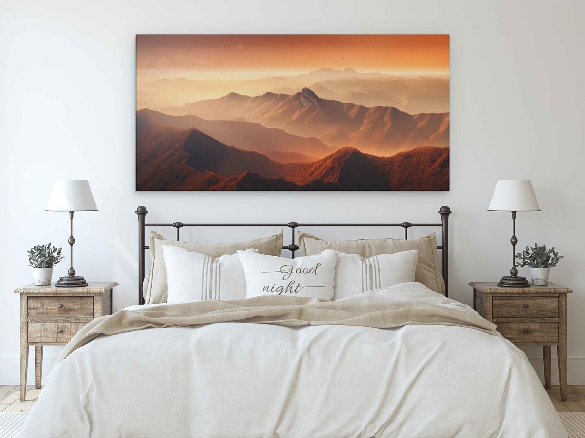 Panoramic Landscape Minimalist Mountains Print On Ready To Hang - Image 2