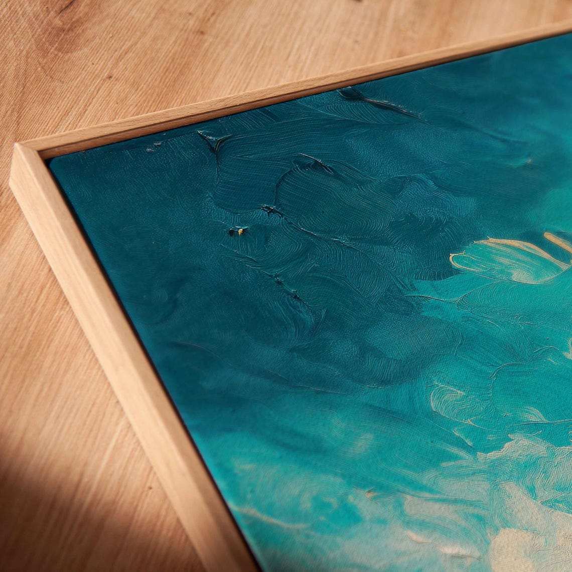 Aerial Beach Turquoise Waves Golden Sand Ocean Coastline Art Poster - Image 2