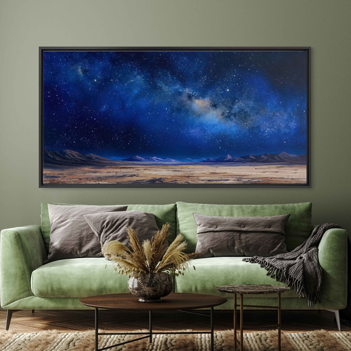 Starry Night Sky Milky Way Desert Mountains Vibrant Cosmic Wall Art Poster - Image 2