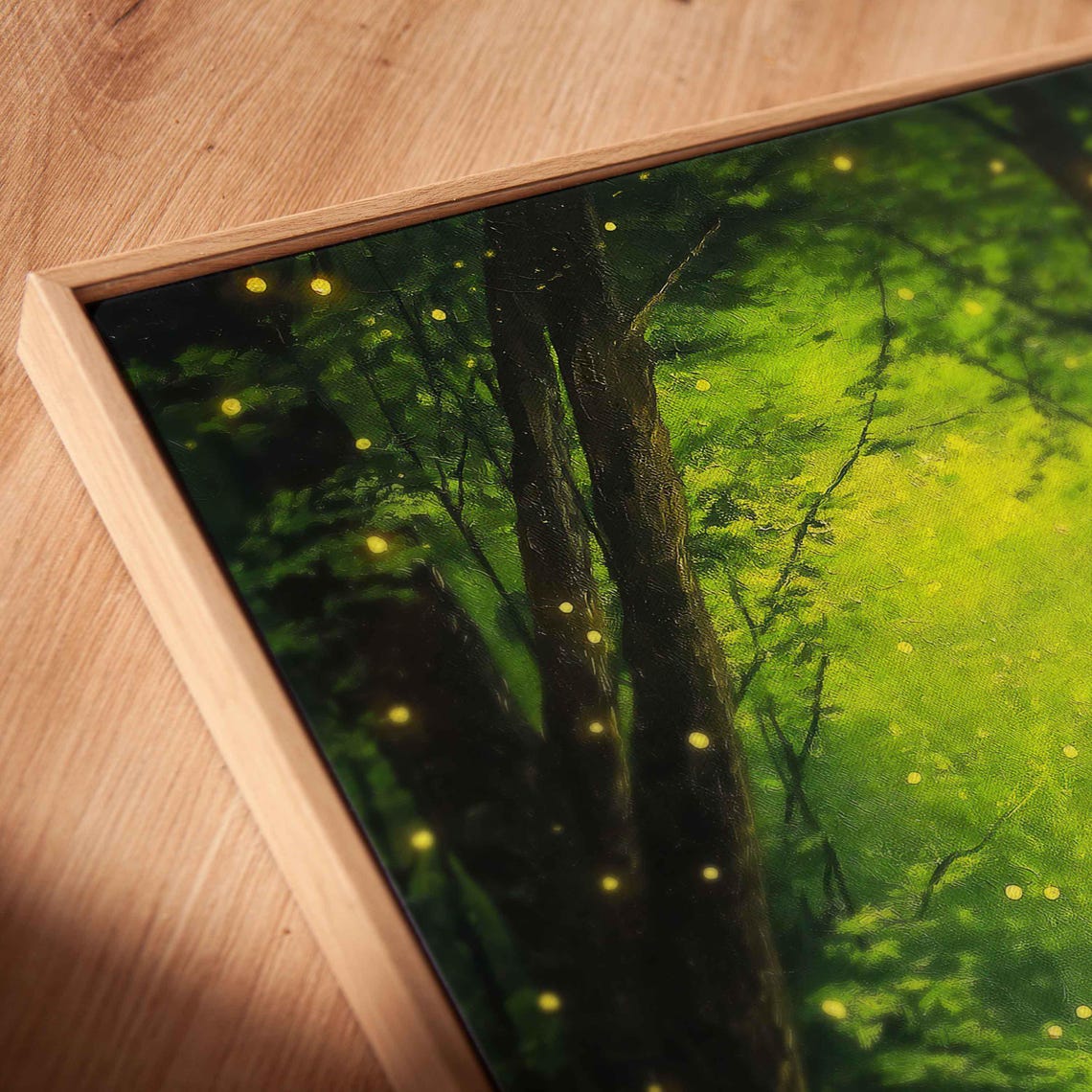Enchanted Forest Wall Art Print Vibrant Light Of Fireflies Fairy Tale Scene - Image 2