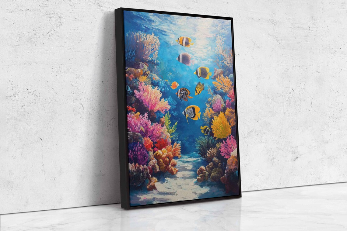 Coral Reef Underwater Scene Wall Art Print Colorful Fish Vibrant Coral - Image 4