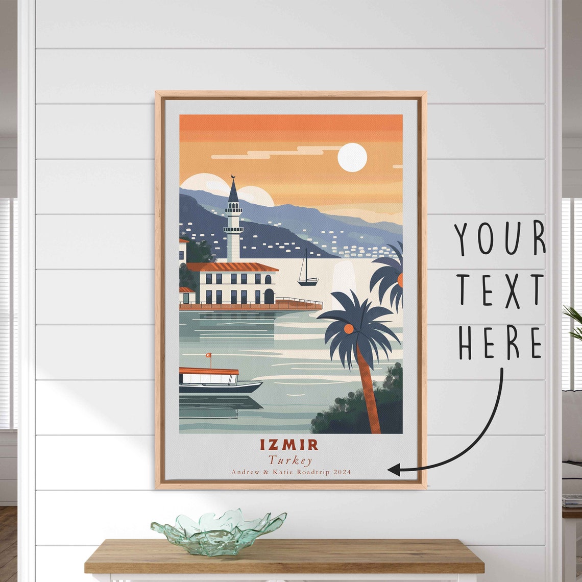Izmir Turkey Waterfront Mosque Minaret Sunset Bay Travel Poster - Image 3