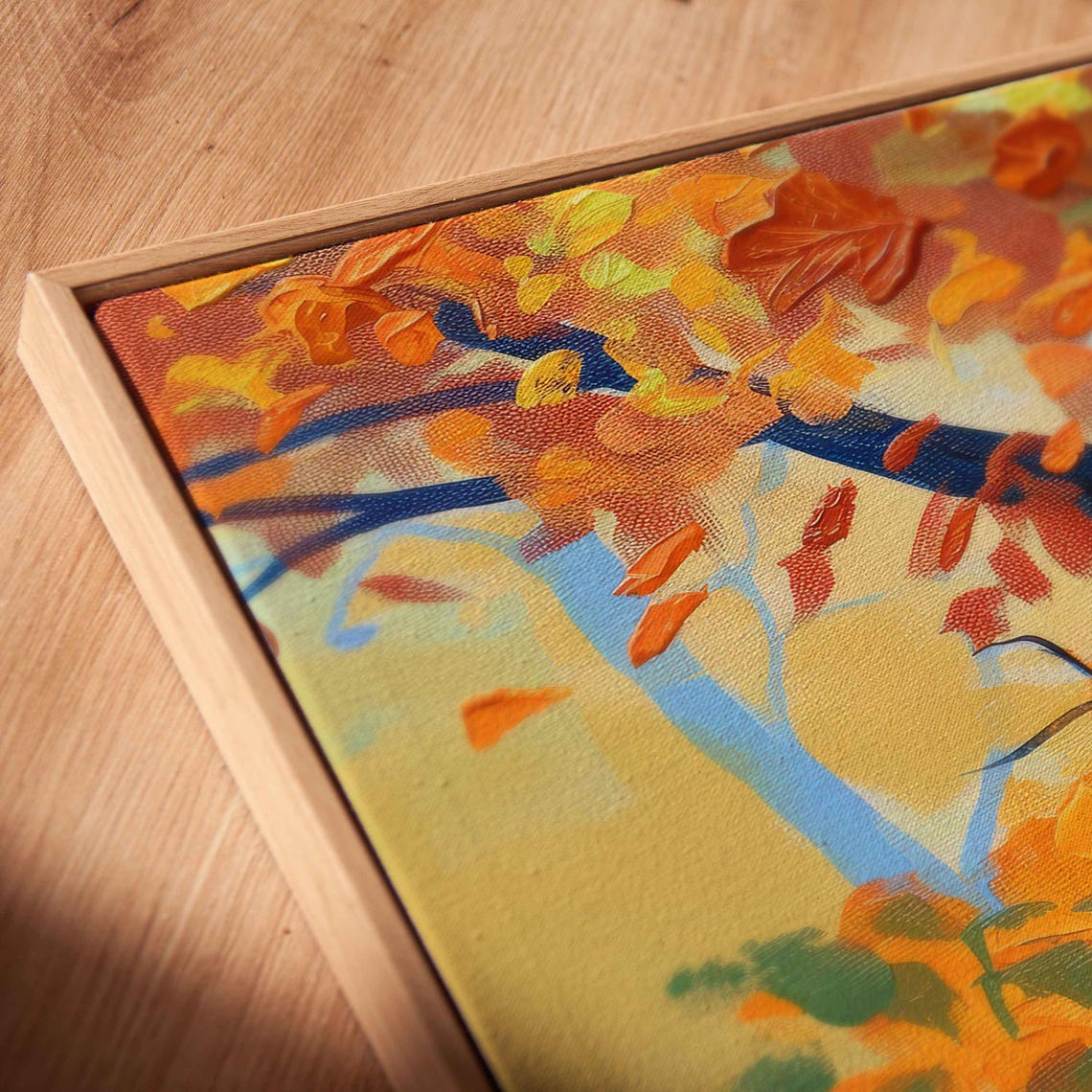 Blue Treehouse Wraparound Deck Flaming Autumn Forest Wall Poster - Image 2
