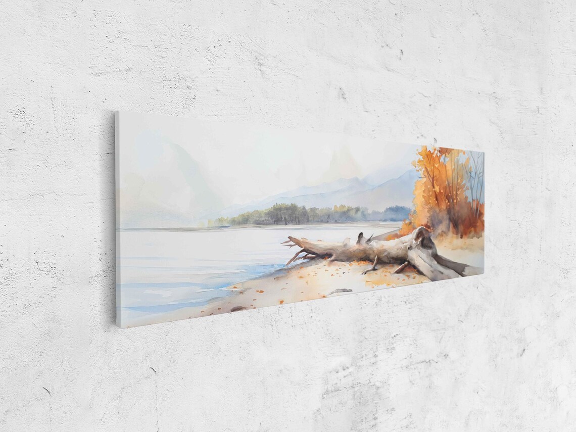 Autumn Beach Watercolor Art Print, Driftwood Shore - Image 4