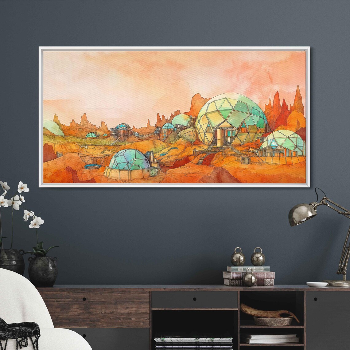 Futuristic Space Colony On Mars Art Print