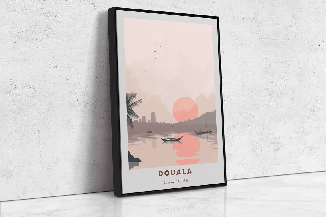Douala Cameroon Sunset Harbor Boats Calm Water Travel Poster - Image 2
