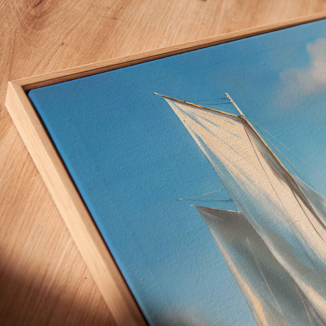 Sailboat With Billowing White Sails On Sunny Calm Blue Water Poster - Image 2