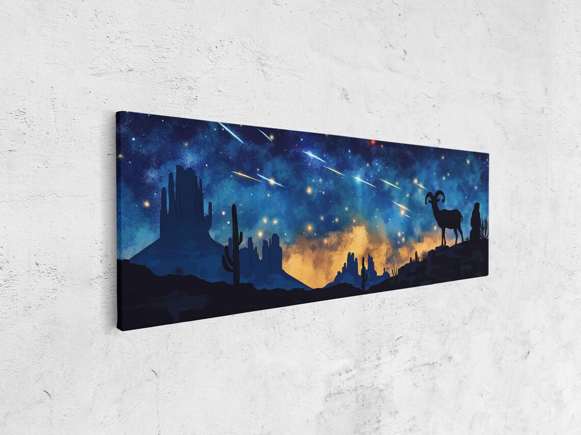 Desert Bighorn Sheep Under Starry Night Sky - Image 4