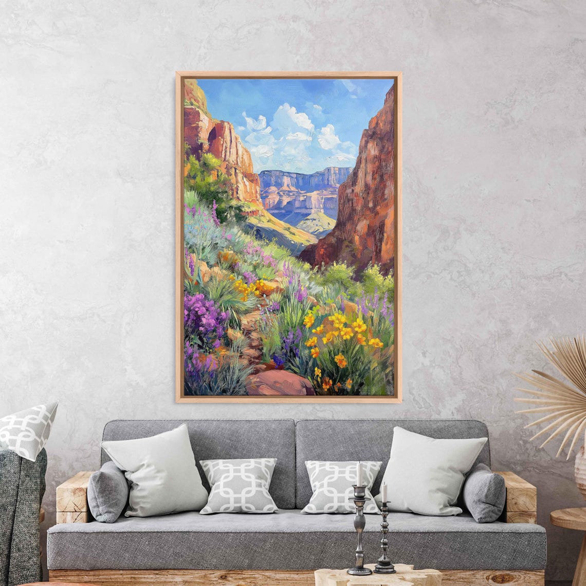 Red Rock Canyon Wildflowers Desert Bloom Sunlit Trail Landscape Poster - Image 3