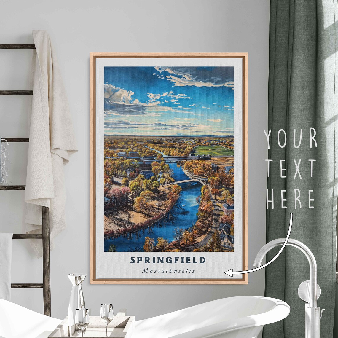 Springfield Massachusetts Autumn River Bridges Aerial View Art Print
